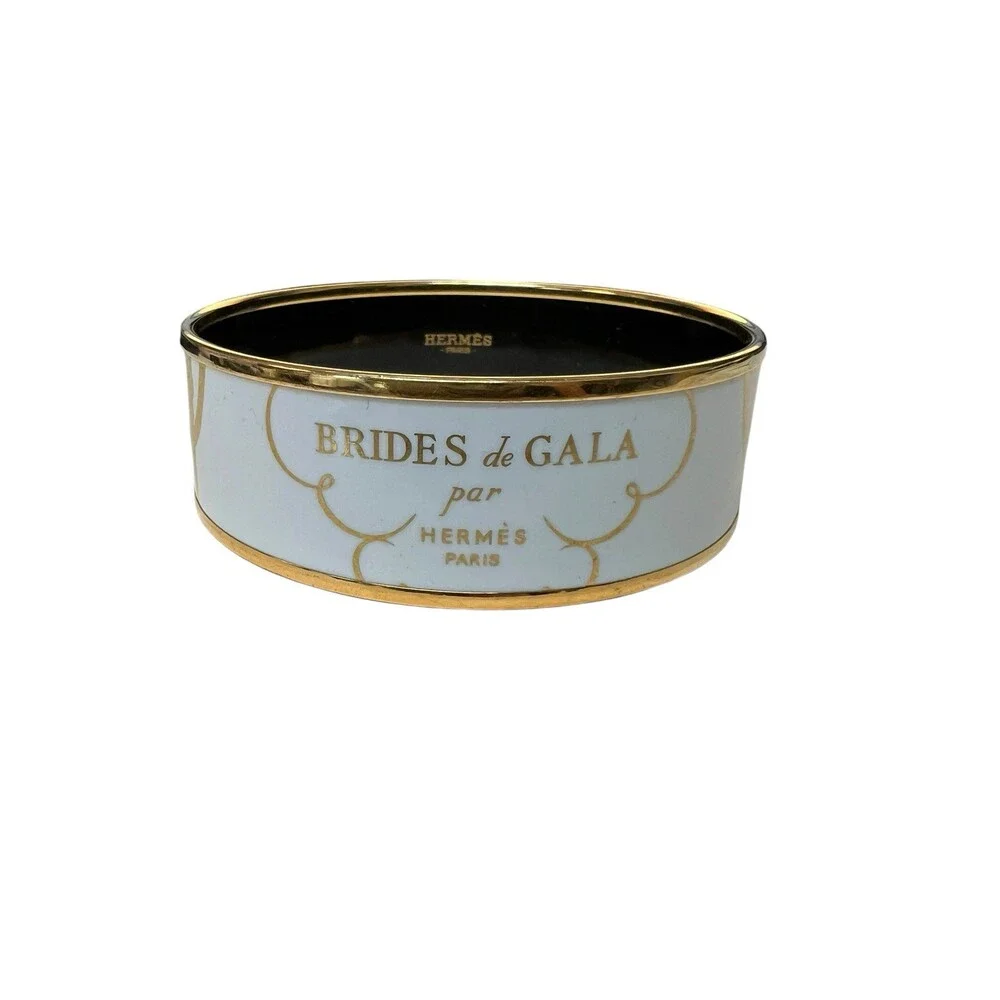 Hermes Brides de Gala White/Gold Bangle Bracelet Made In France